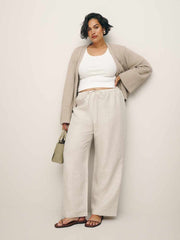 Reformation Olina Linen Pant Es - Oatmeal