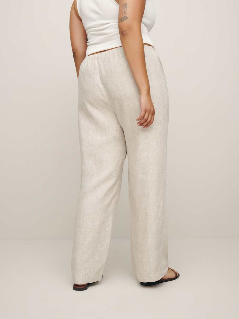 Reformation Olina Linen Pant Es - Oatmeal