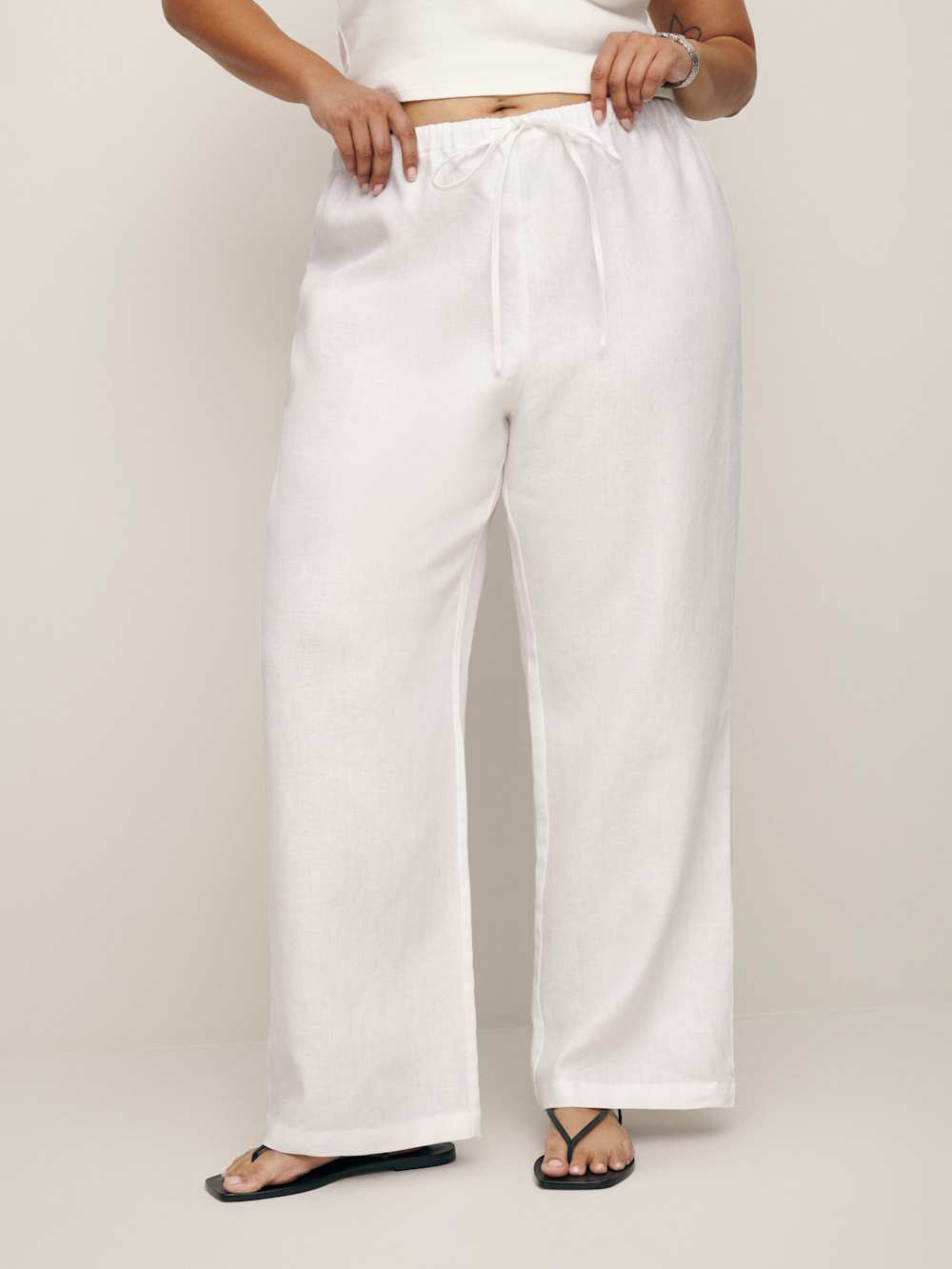 Reformation Olina Linen Pant Es - White
