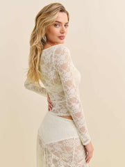 Reformation Adriano Lace Knit Top - Ivory Lace