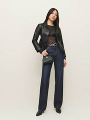 Reformation Adriano Lace Knit Top - Black Lace