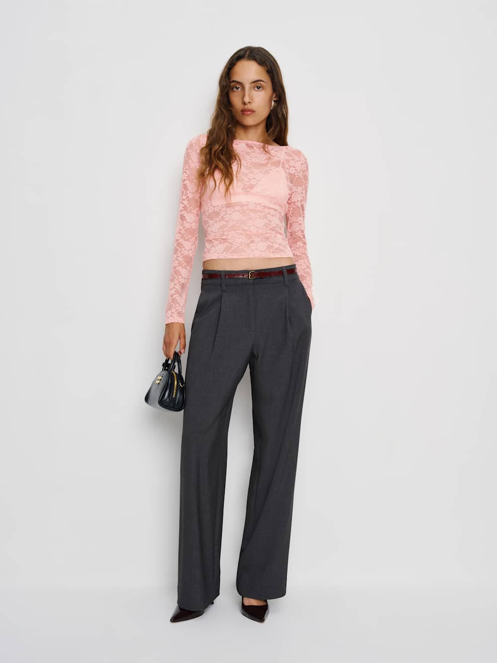 Reformation Adriano Lace Knit Top - Pink