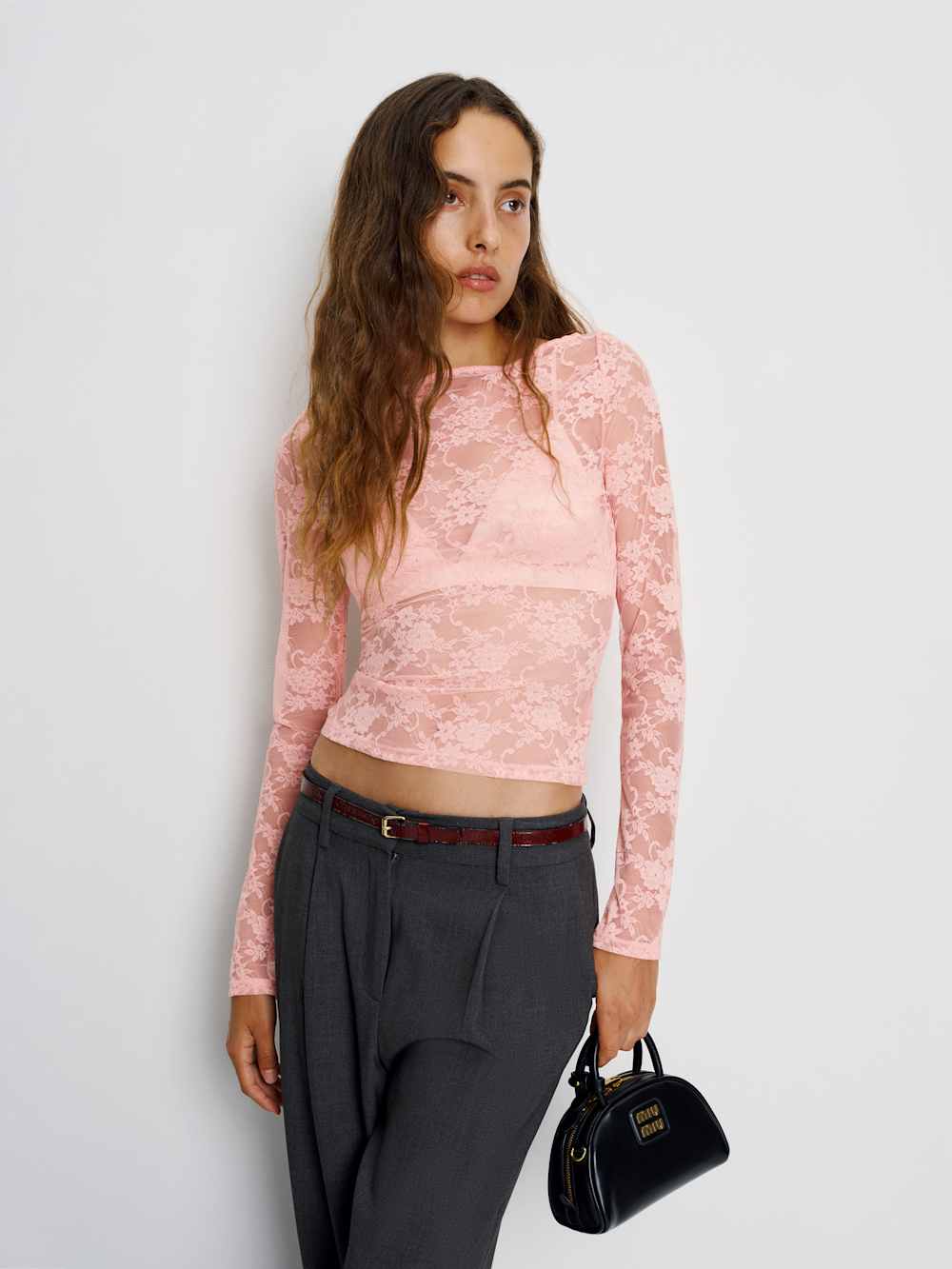 Reformation Adriano Lace Knit Top - Pink
