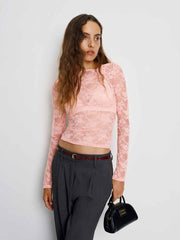 Reformation Adriano Lace Knit Top - Pink