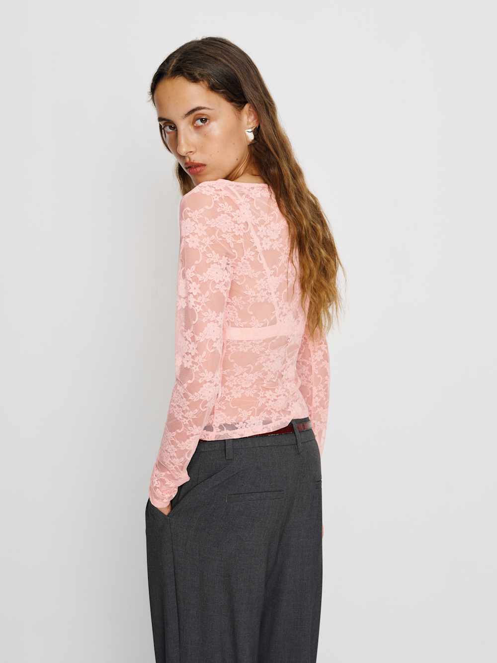 Reformation Adriano Lace Knit Top - Pink