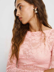Reformation Adriano Lace Knit Top - Pink