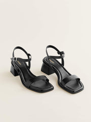 Reformation Stephanie Heeled Sandal - Black Leather