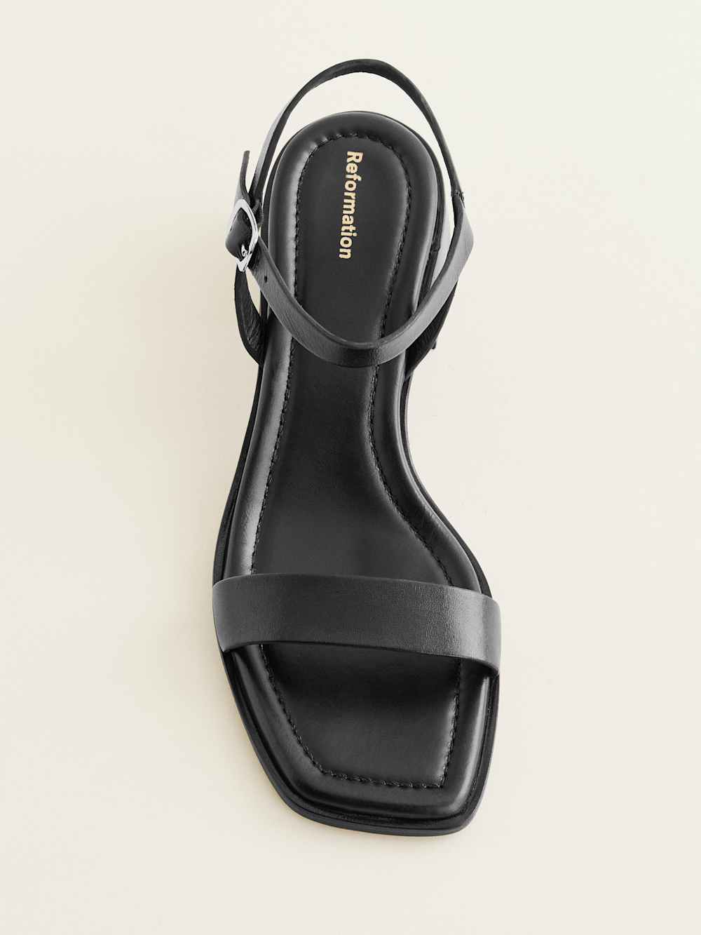 Reformation Stephanie Heeled Sandal - Black Leather