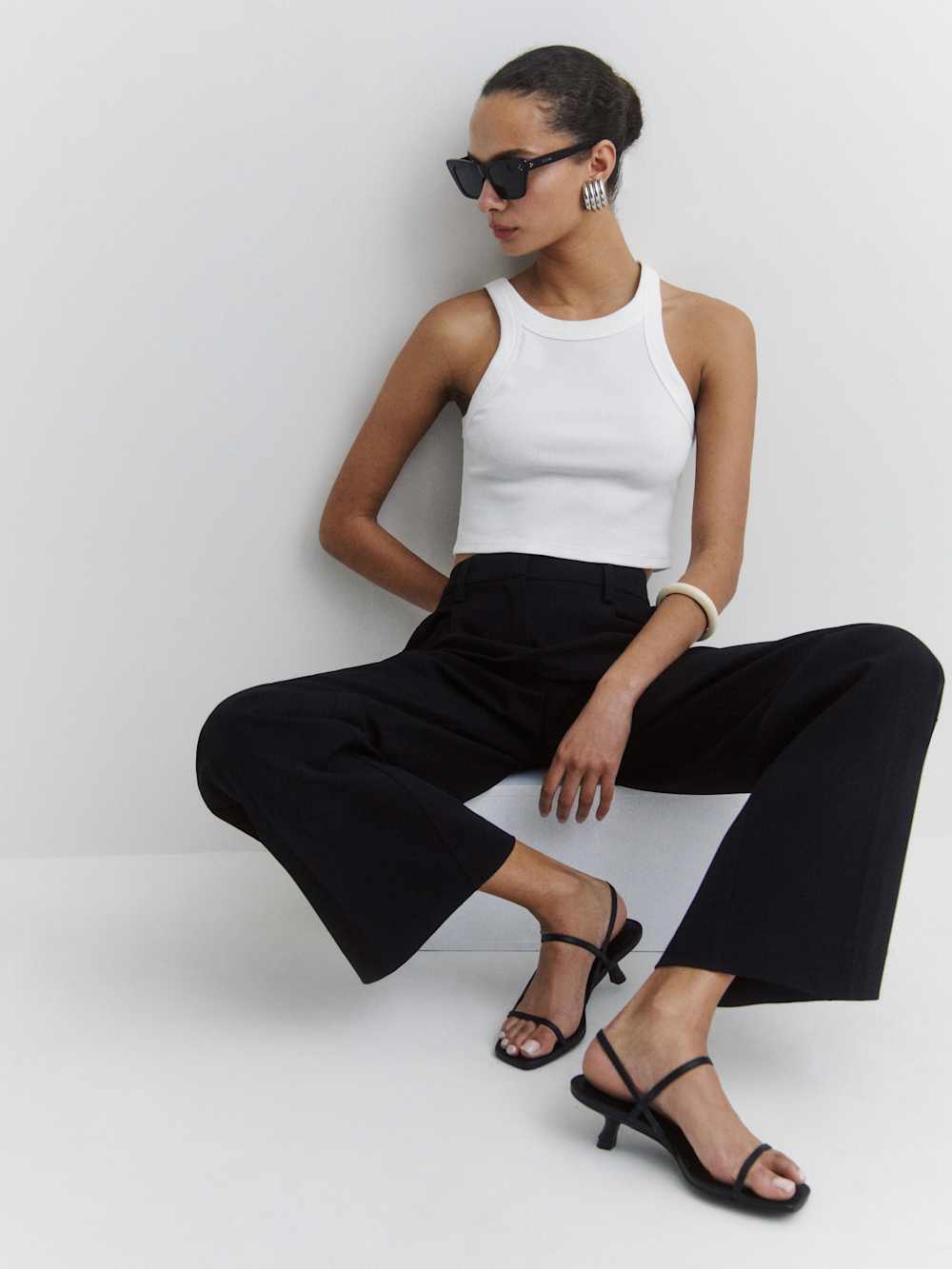 Reformation Serenity Bare Sandal - Black Leather