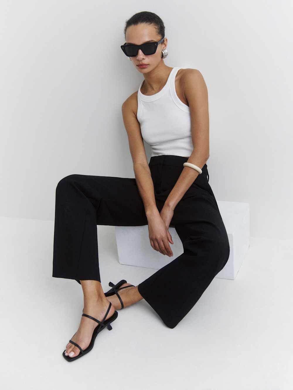 Reformation Serenity Bare Sandal - Black Leather
