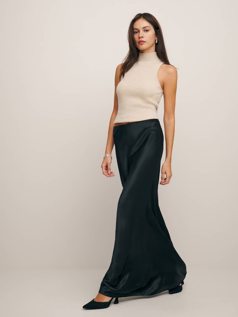 Reformation Bella Silk Skirt - Black