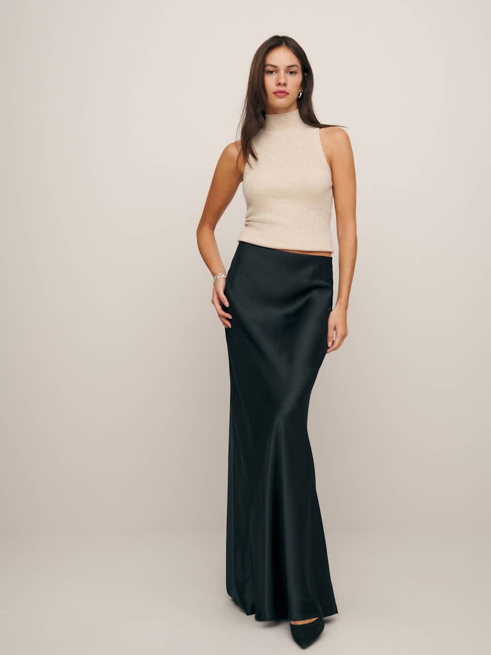 Reformation Bella Silk Skirt - Black