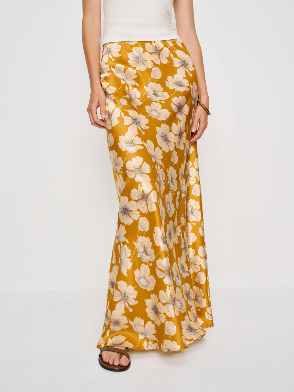 Reformation Bella Silk Skirt - Mango