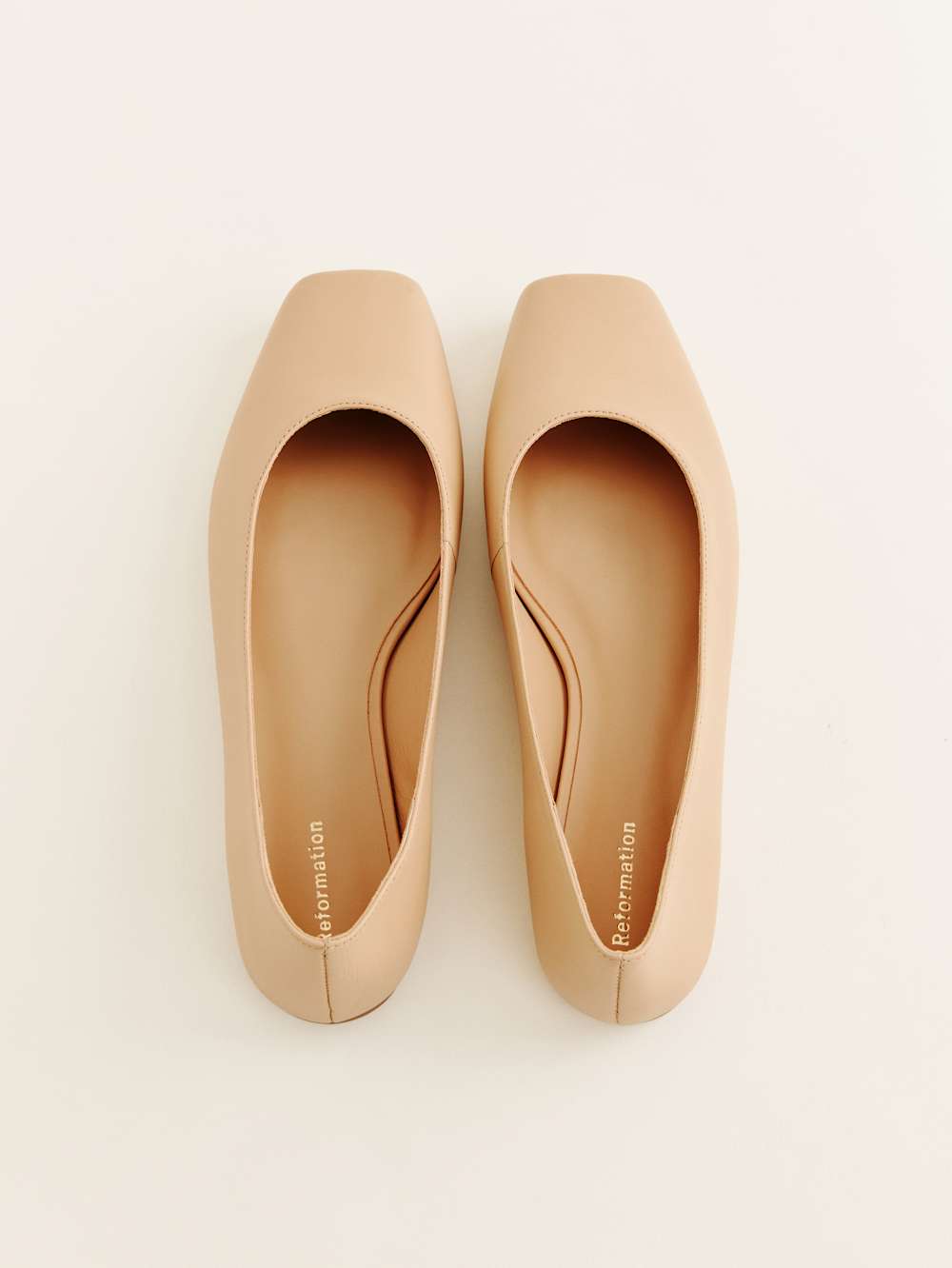 Reformation Mikayla Ballet Flat - Porcini Leather