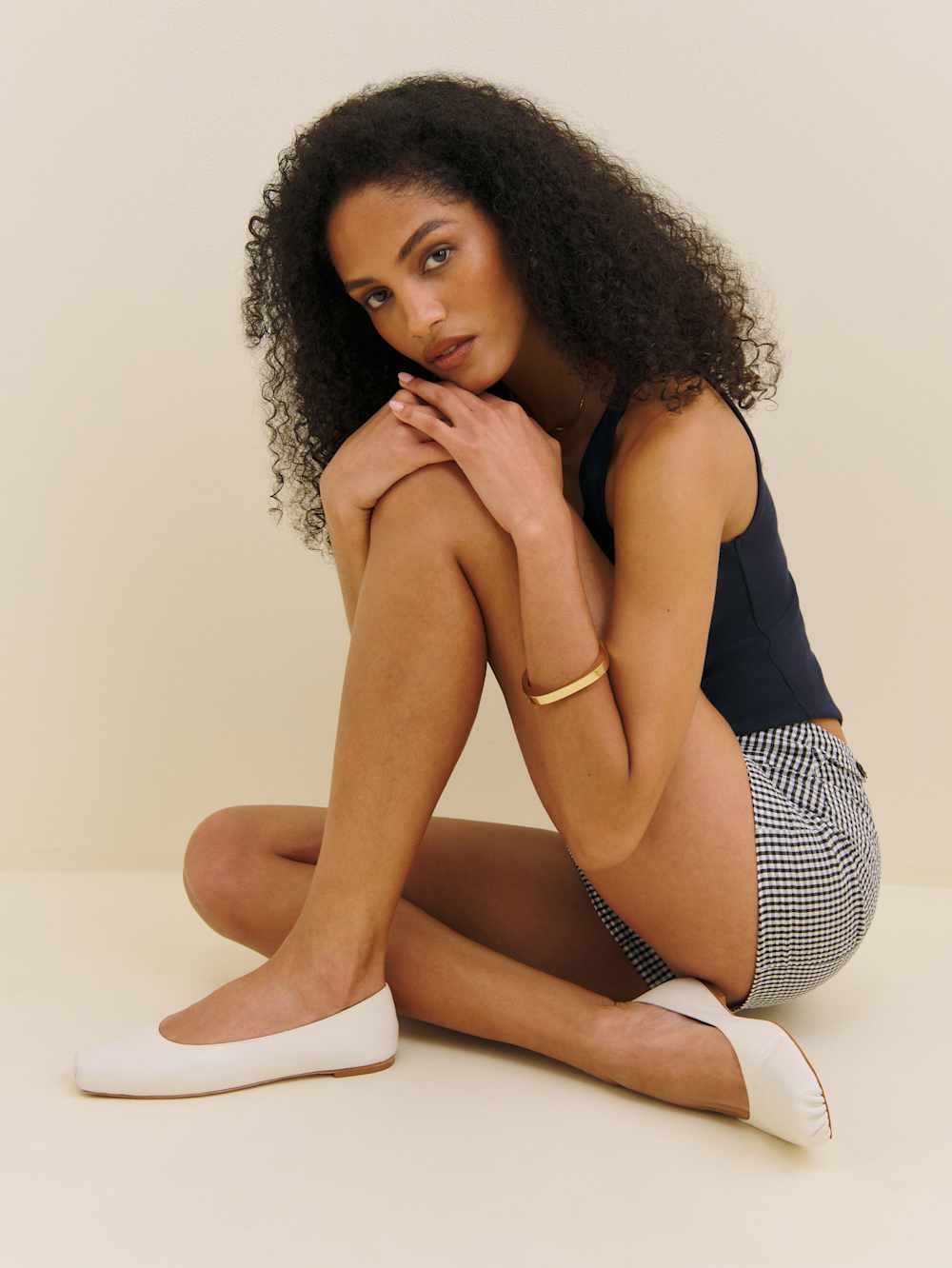 Reformation Mikayla Ballet Flat - White Leather