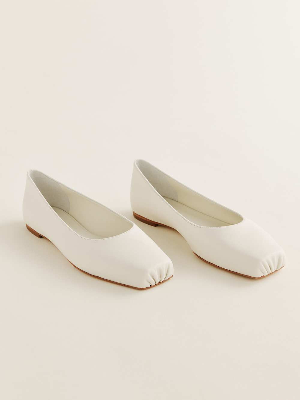 Reformation Mikayla Ballet Flat - White Leather