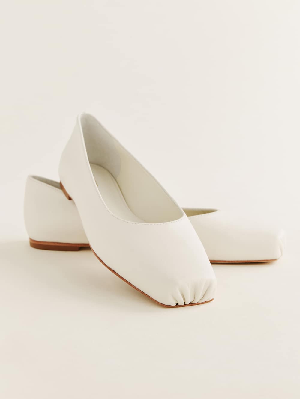 Reformation Mikayla Ballet Flat - White Leather