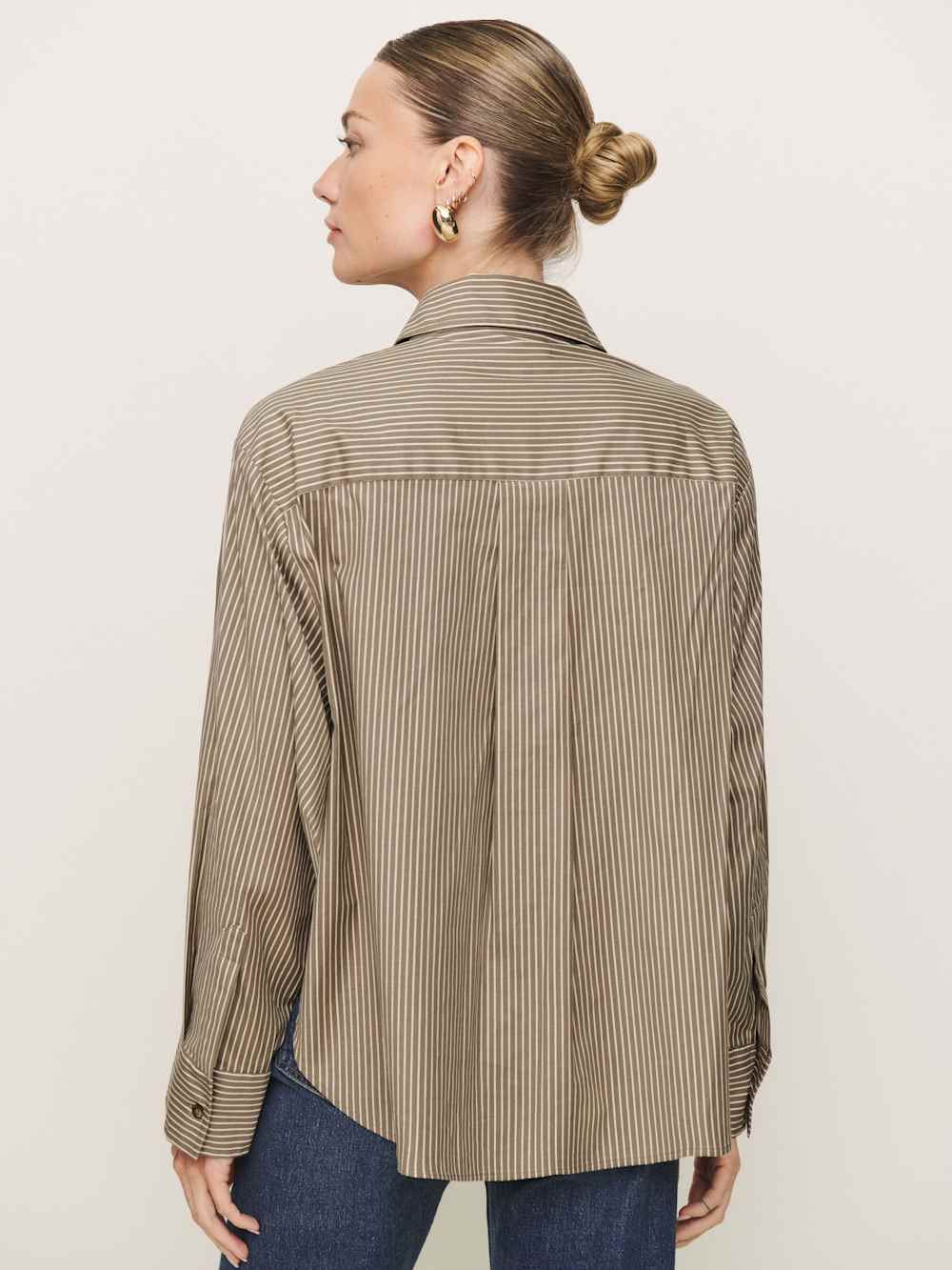 Reformation Andy Oversized Shirt - Taupe Stripe