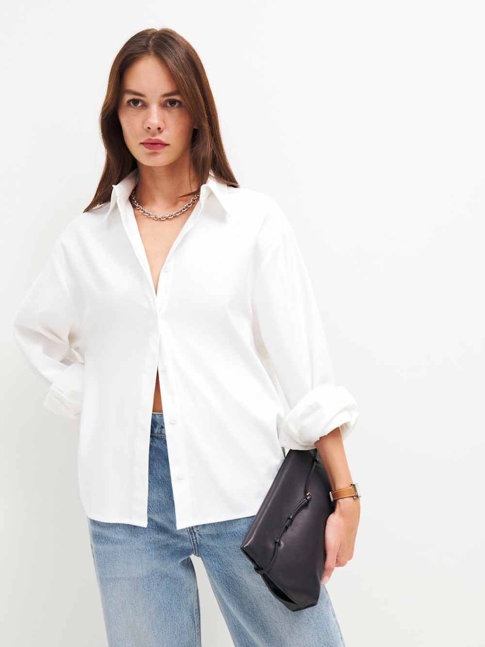 Reformation Andy Oversized Shirt - White