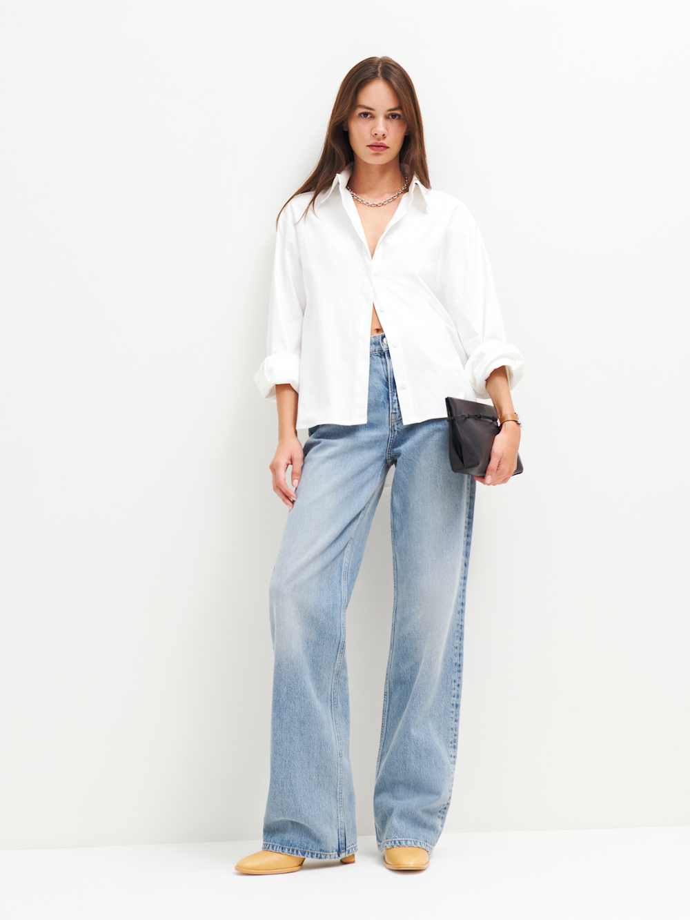 Reformation Andy Oversized Shirt - White