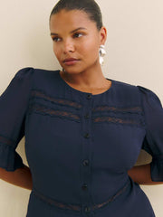 Reformation Woodson Dress Es - Navy