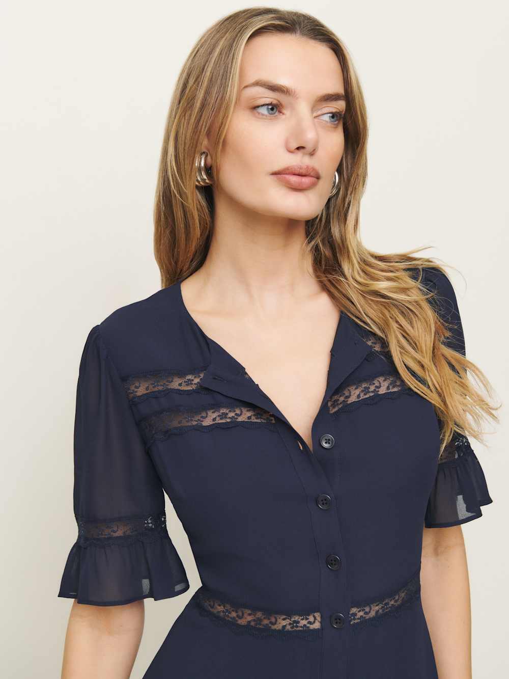 Reformation Petites Woodson Dress - Navy