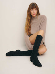 Reformation Raven Knee Boot - Black Suede