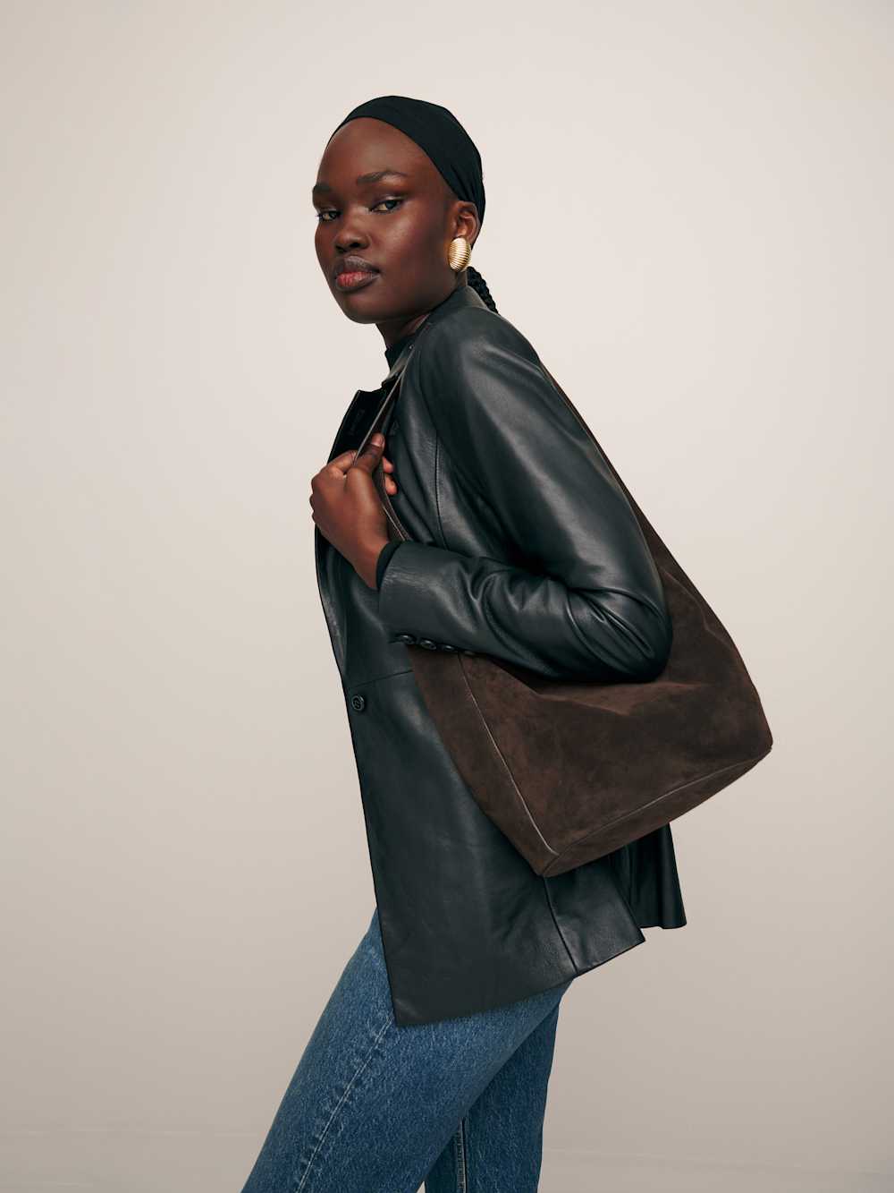 Reformation Medium Silvana Bucket Bag - Boss Suede