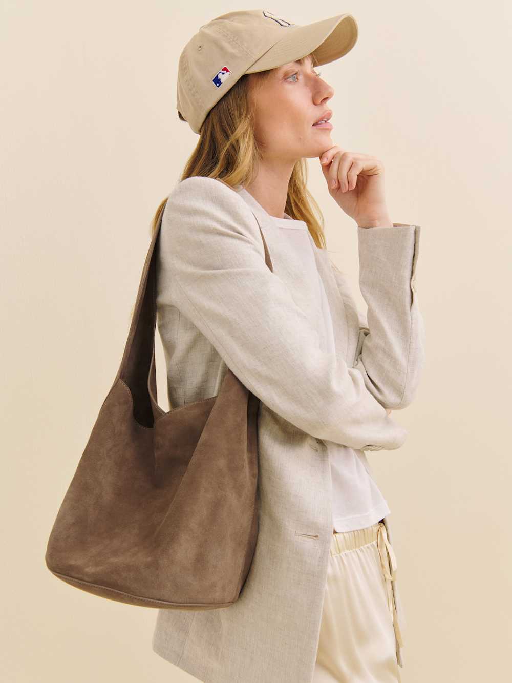Reformation Medium Silvana Bucket Bag - Farro Suede