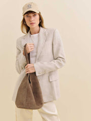 Reformation Medium Silvana Bucket Bag - Farro Suede