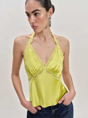 Reformation Monica Silk Top - Algae Bloom
