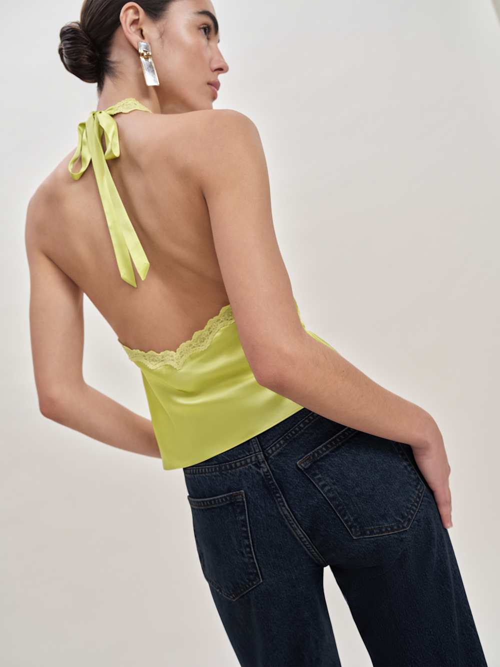 Reformation Monica Silk Top - Algae Bloom