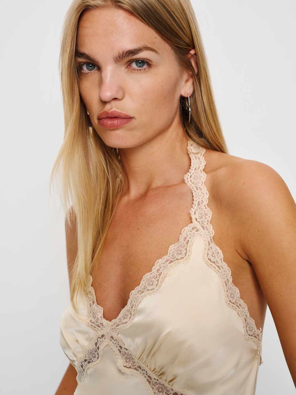 Reformation Monica Silk Top - Almond