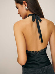 Reformation Monica Silk Top - Black