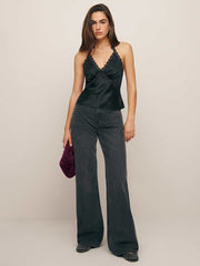Reformation Monica Silk Top - Black