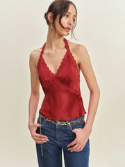 Reformation Monica Silk Top - Lipstick