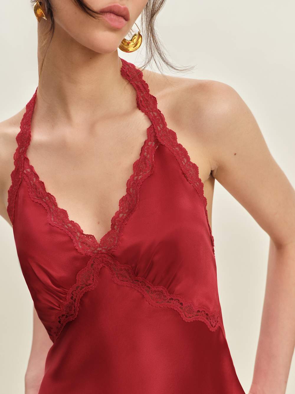 Reformation Monica Silk Top - Lipstick