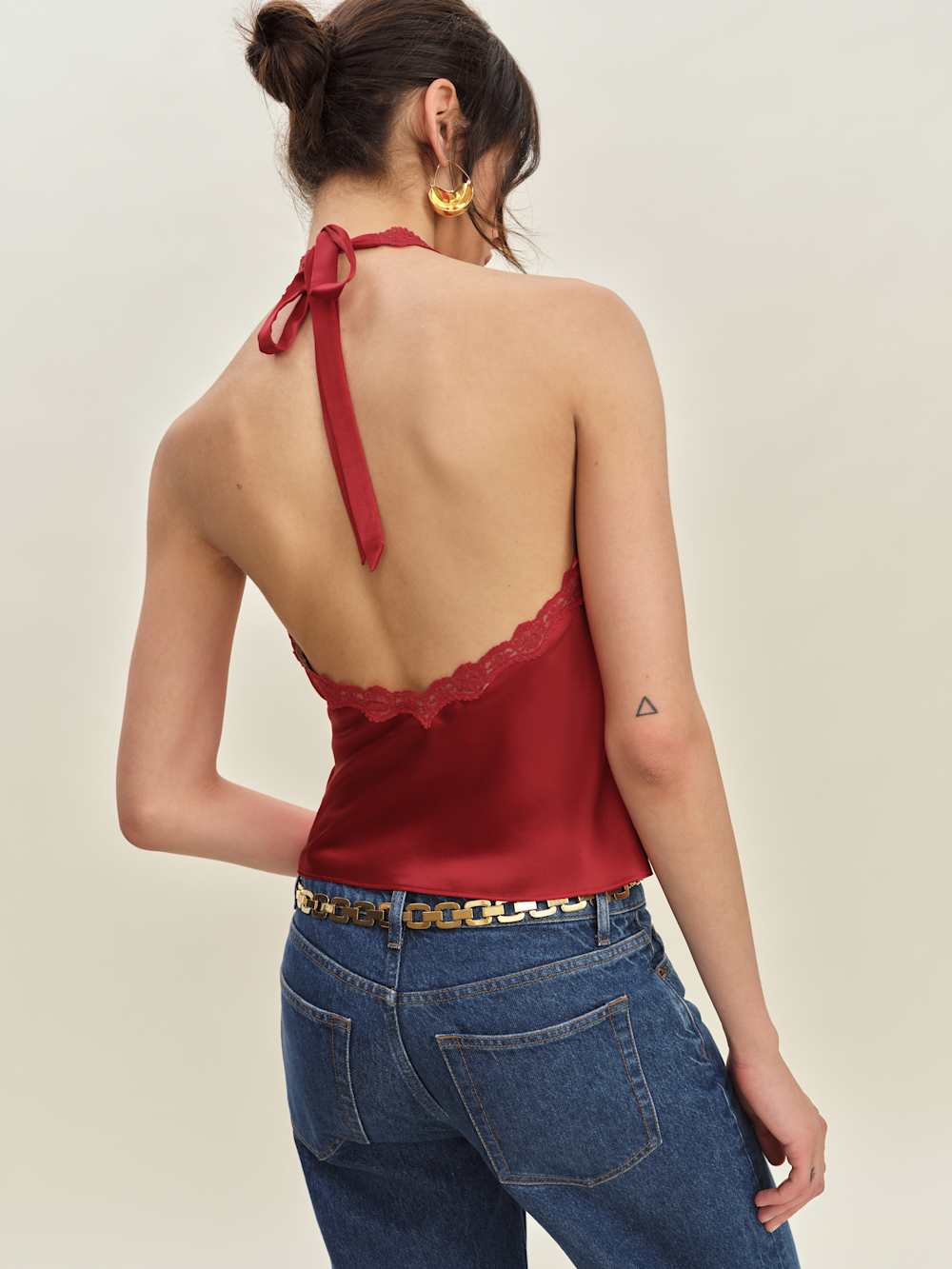 Reformation Monica Silk Top - Lipstick