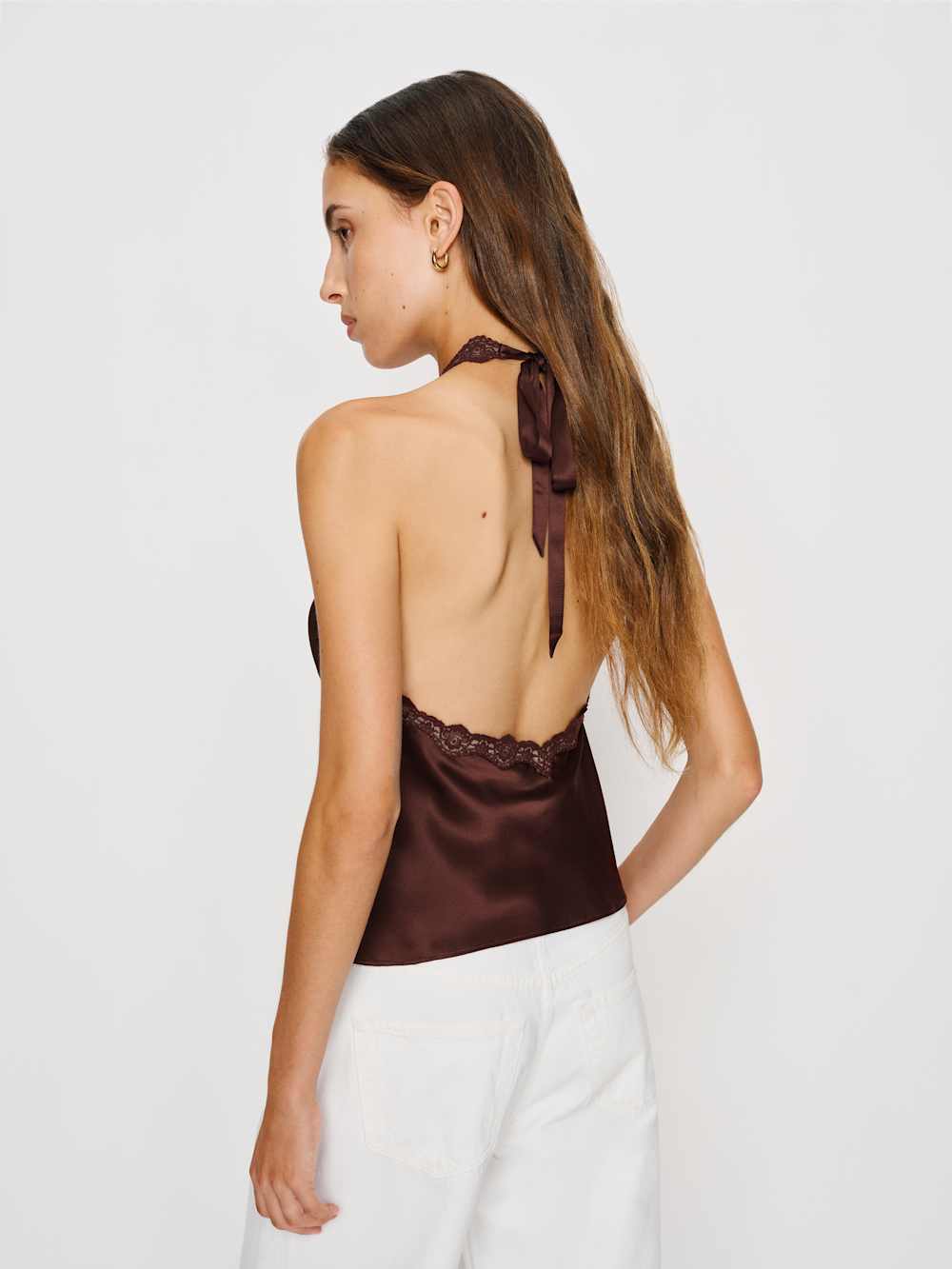 Reformation Monica Silk Top - Mahogany