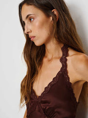Reformation Monica Silk Top - Mahogany