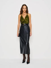 Reformation Monica Silk Top - Moss Garden