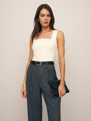 Reformation Nalini Cotton Sweater Tank - Fior Di Latte