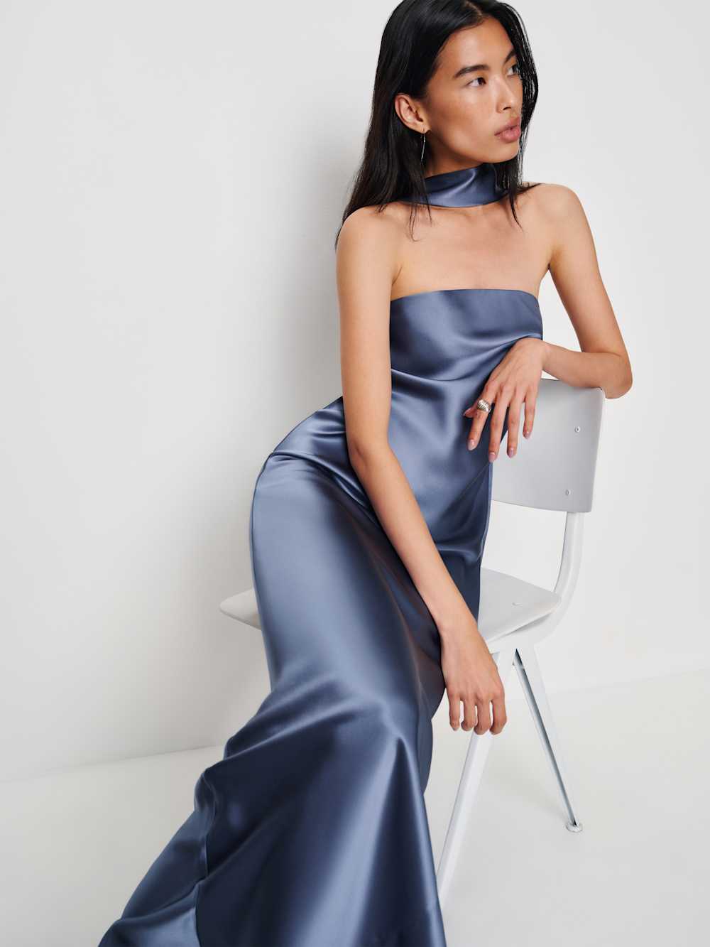Reformation Oren Silk Dress - Cornflower