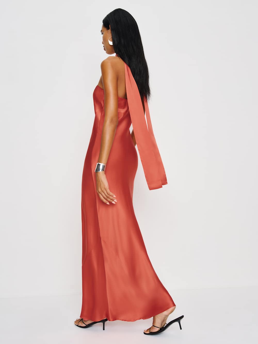 Reformation Oren Silk Dress - Red Coral