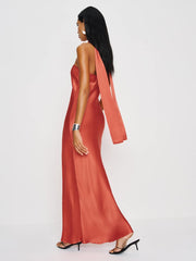 Reformation Oren Silk Dress - Red Coral