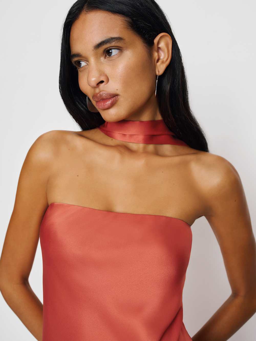 Reformation Oren Silk Dress - Red Coral
