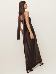 Reformation Oren Silk Dress - Black Bean