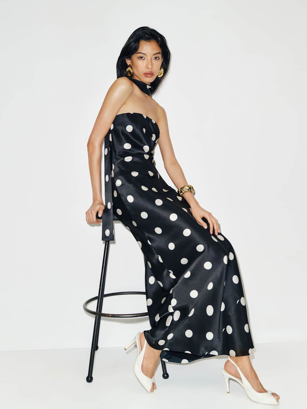Reformation Oren Silk Dress - Moon Dot