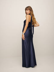 Reformation Oren Silk Dress - Navy