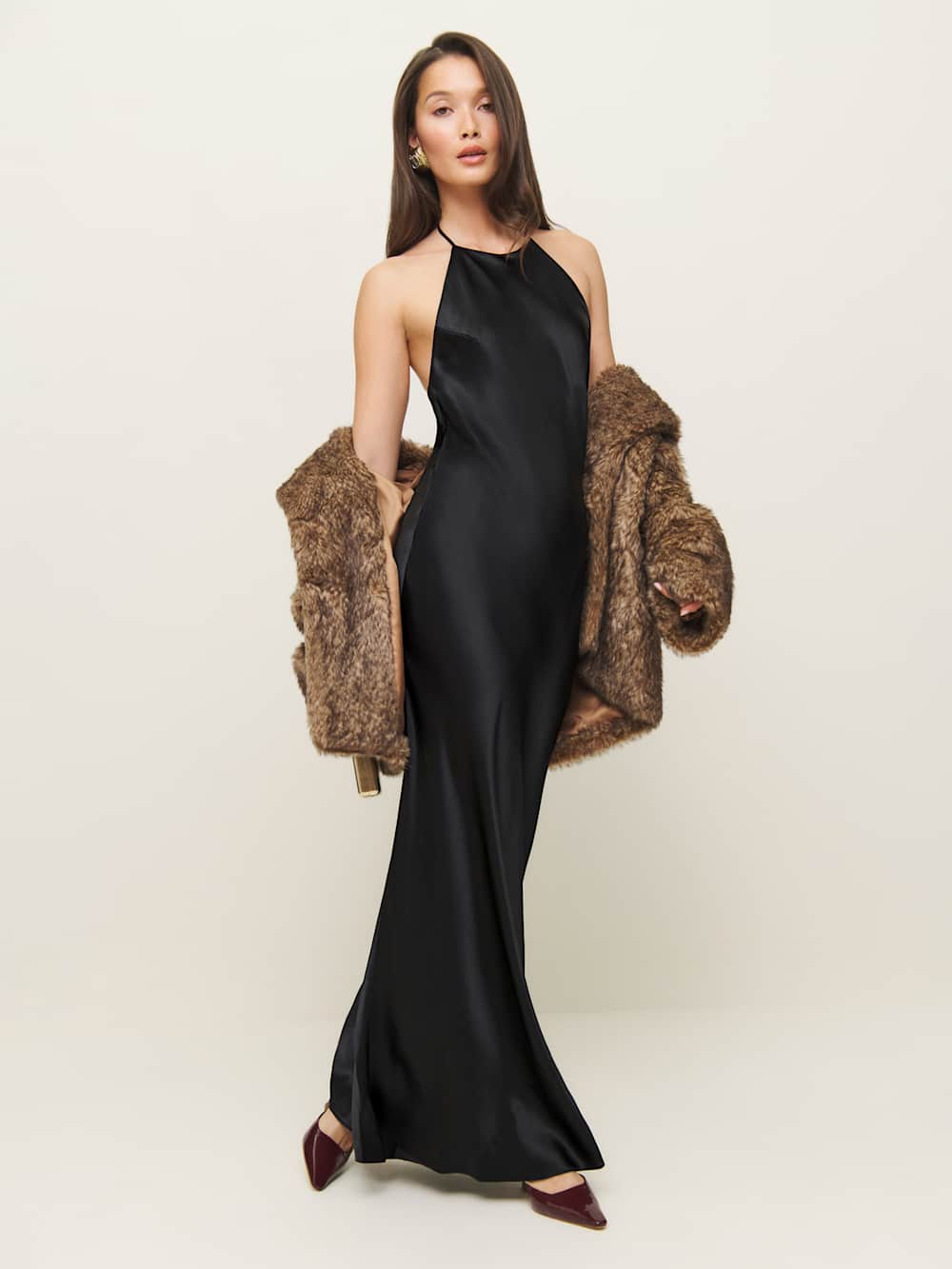 Reformation Petites Jeany Silk Dress - Black